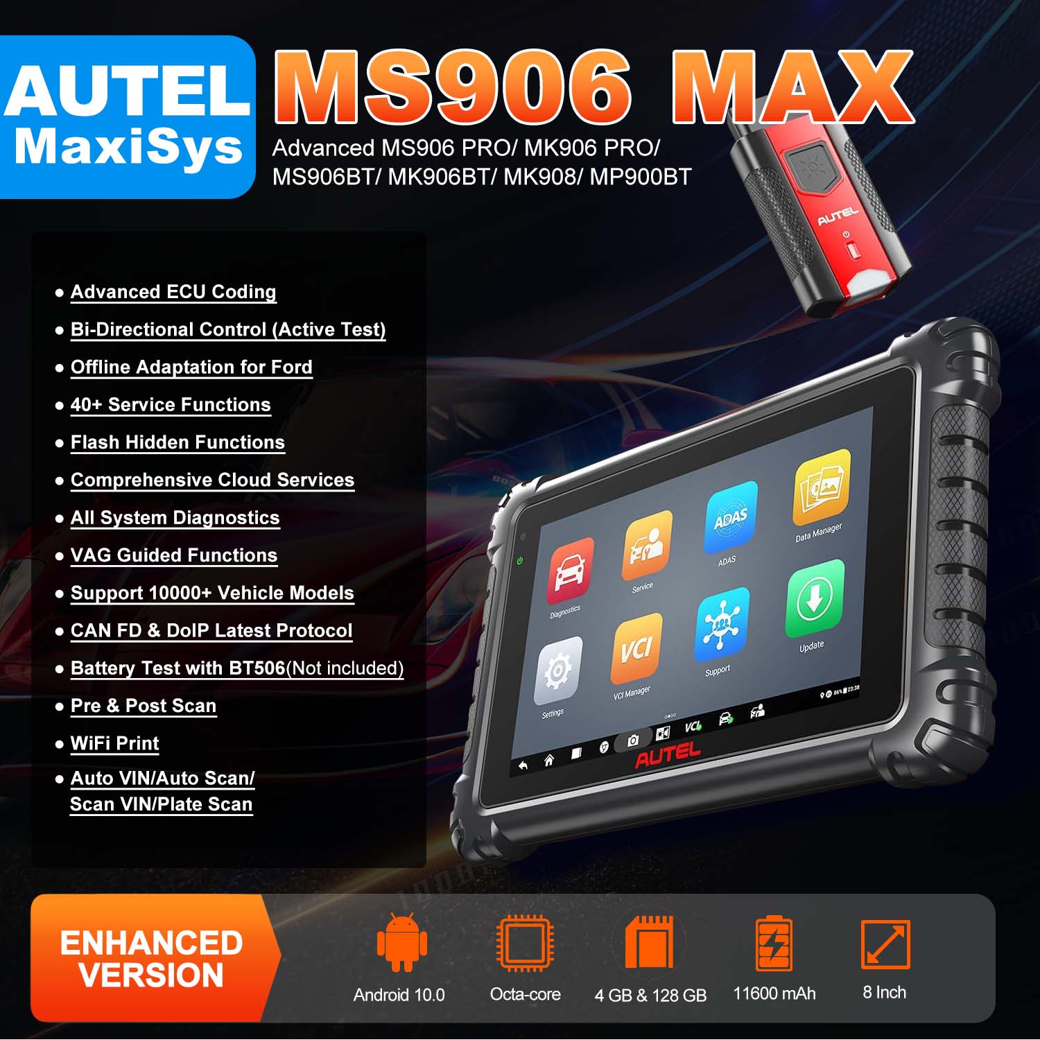 Autel MaxiSys MS906MAX Scanner, Upgrade Version of Ms906Pro  | US Version with Local Warranty &  Support New Arrival – 5-Year Update Version Now Available - Image 3
