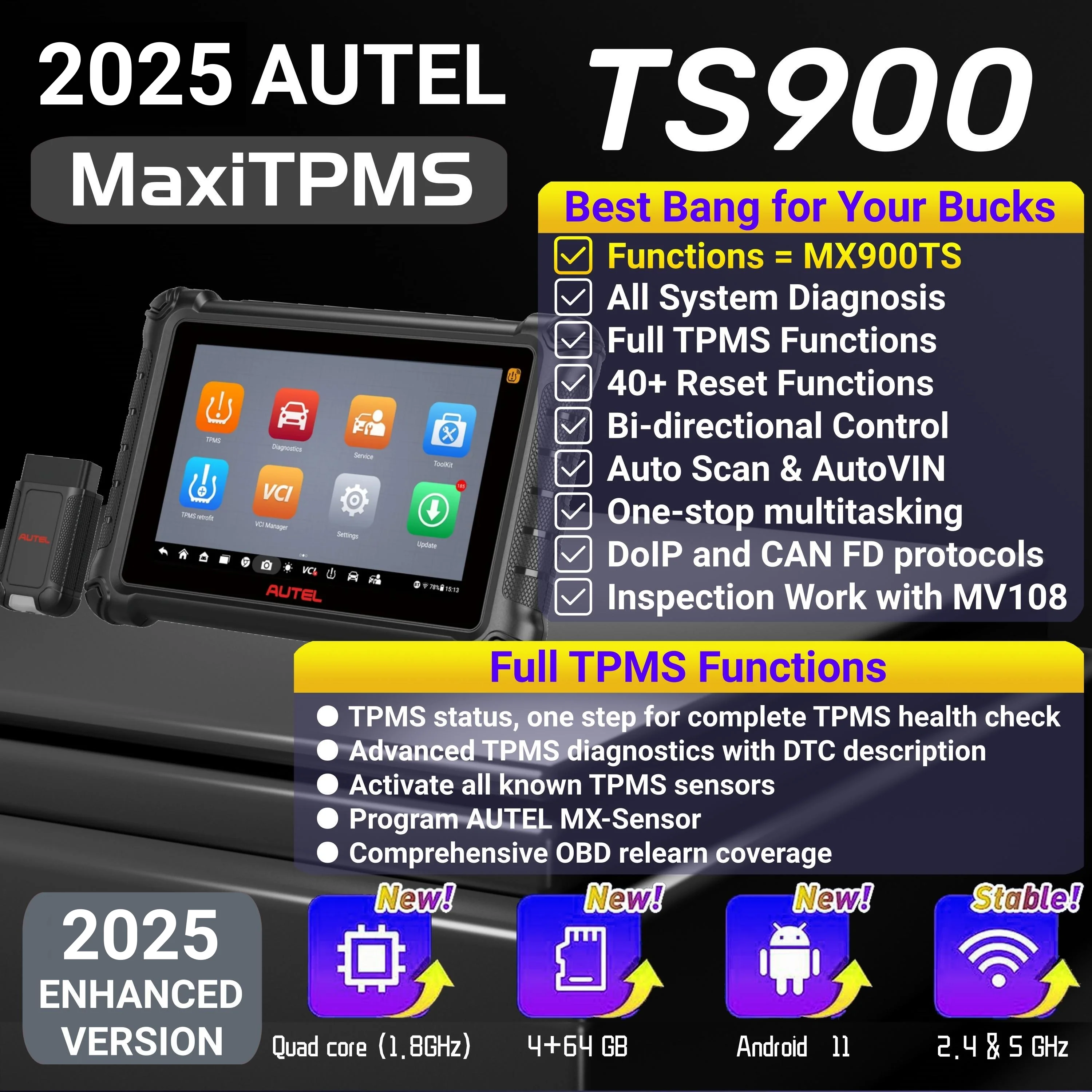Autel MaxiTPMS TS900, same as MK900TS-BT, MK900TS, upgraded version of the TS608, MK900BT, MK900  | US Version with Local Warranty &  Support - Image 3